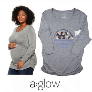 a:glow MATERNITY Top, Graphic Tee, Gray, M, Mama Bear Love